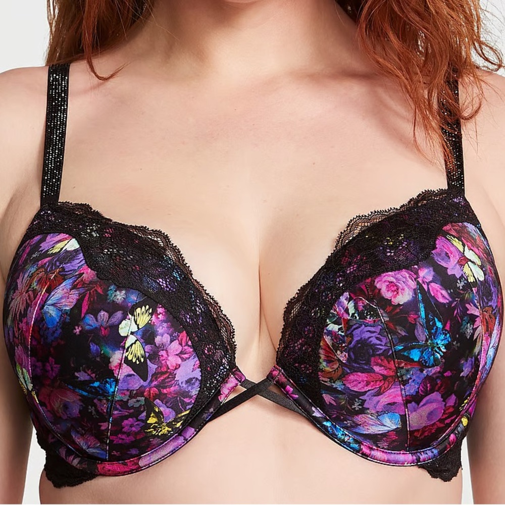 Victoria’s Secret Bombshell Add-2-Cups Strap Push-Up Bra / Lace Shine Strap NEW